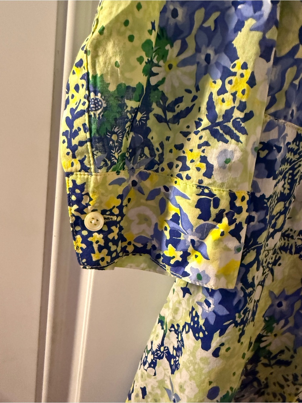 Talbots Floral V-Neck Button Front 3/4 Sleeve Fit & Flare Dress Cotton 10 - Picture 5 of 6